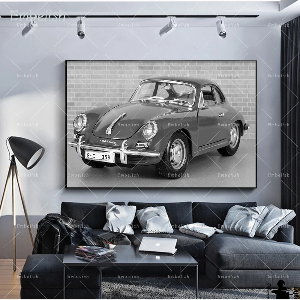 

Embelish 1 Pieces Vintage Black And White Cute Car Modern Home Decor Wall Art Pictures For Living Room HD Canvas Painting Poster