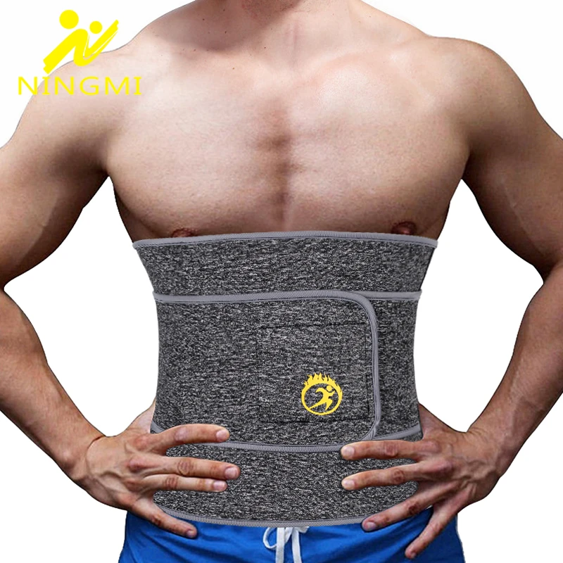 

NINGMI Men Waist Trainer Slimming Body Shaper Modeling Belt Neoprene Saua Suit Fat Burning Strap Waist Cincher Corset Shapewear