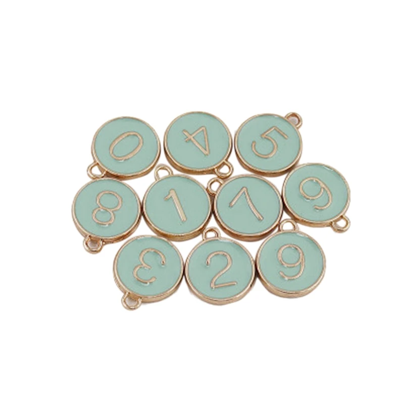 

20PCS Jewelry Making Letter Drip Oil Double-Sided Enamel Number First Charm Handmade DIY Bracelet Pendant Blue & Green