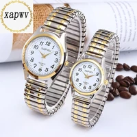 classic big dial numbers face elastic band quartz watch men and women fashion pair wholesale watch
