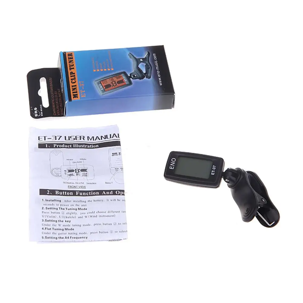 

Guitar Tuner Rotatable Clip-On Tuner ET-37 LCD Display On For Acoustic Guitar Bass Ukulele Stringed Music Instrument Accessories