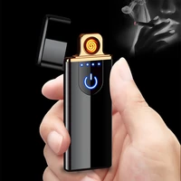 new fingerprint induction usb lighters windproof compact metal plasma flameless electric lighters personality gift men gadgets