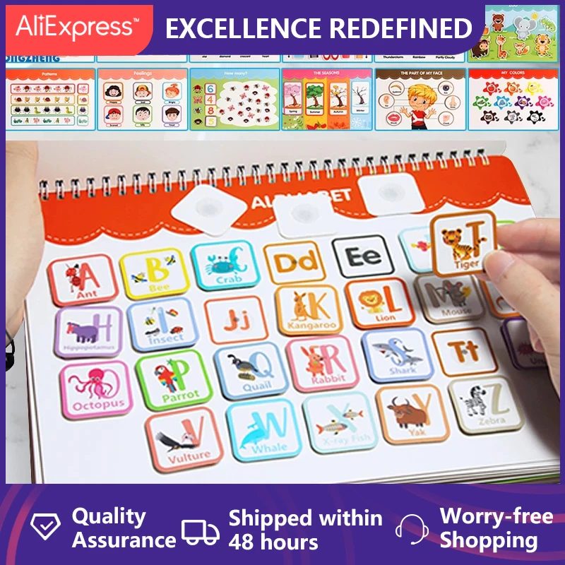 Juguete Montessori My First Busy Book para ni&ntilde;os peque&ntilde;os, libro educativo silencioso de Velcro, carpeta de actividades, tablero ocupado, juguetes de aprendizaje para ni&ntilde;os-0