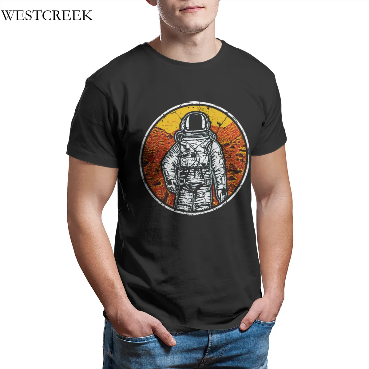 

Wholesale Men's T-Shirt Mars Astronaut Print Games Funny Custom T-Shirt 33350