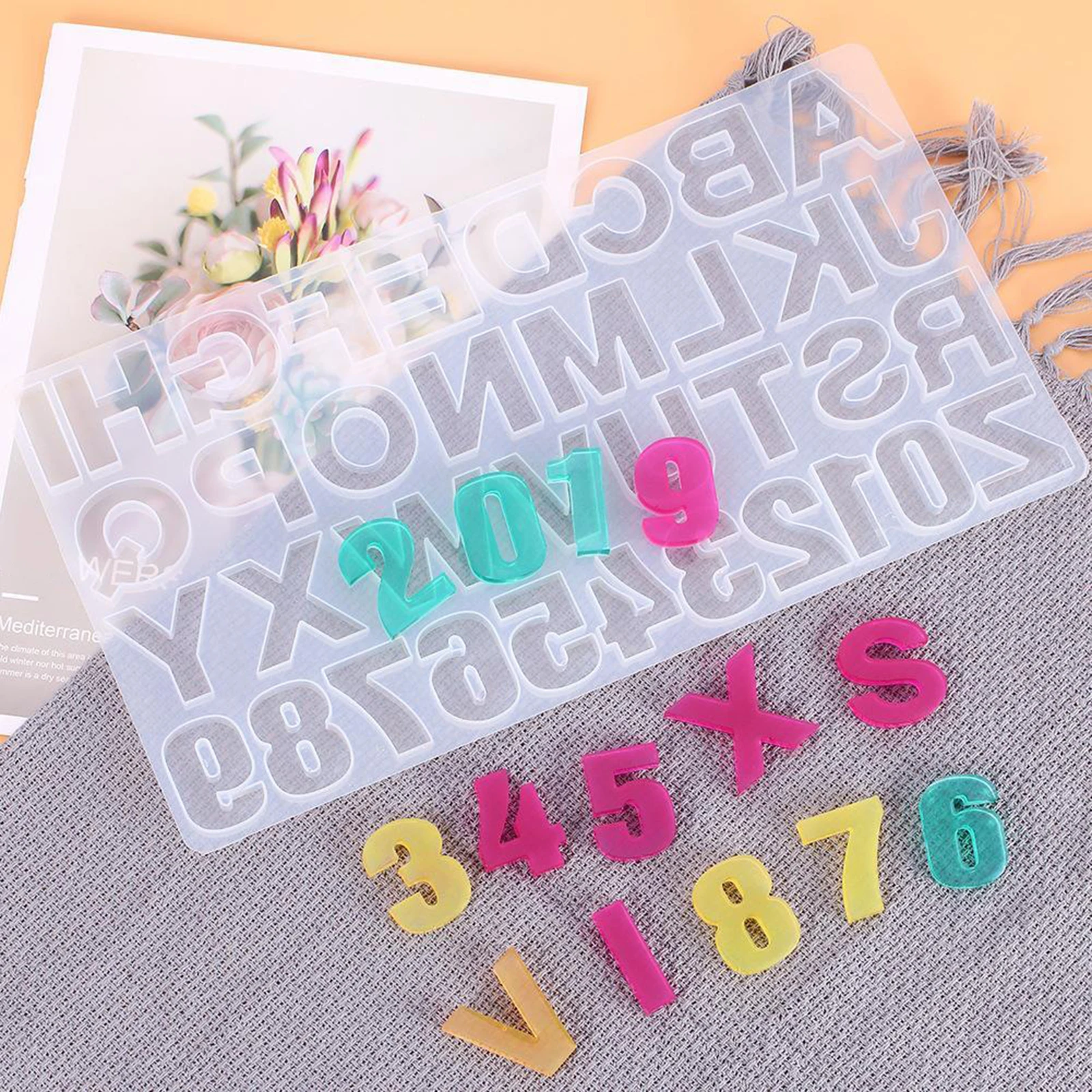 

DIY Silicone Resin Mold for Letters, Number Alphabet Jewelry Keychain Casting Mold Crafts DIY Mould