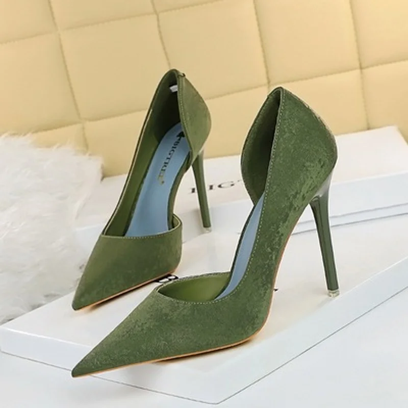 

2022 New Woman Pumps Suede High Heels Female Pointed Toe Office Shoes Stiletto Women Shoes Party Women Heels 10 cm Female Shoes