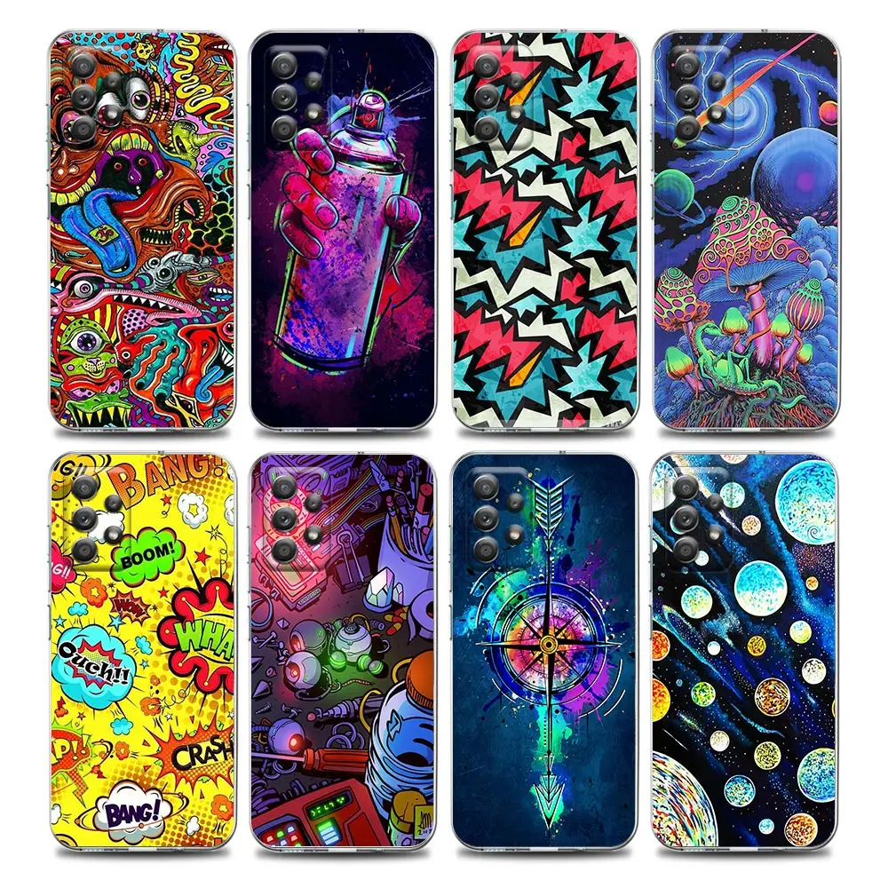 Anime Graffiti Sticker Bomb Clear Phone Case for Samsung A01 A02s A11 A12 A21 S A31 A41 A32 A51 A71 A42 A52 A72 Soft Silicon