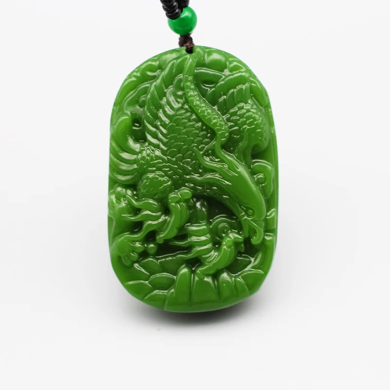 

Natural Eagle Green Jade Pendant Necklace Bead Chinese Hand-Carved Fashion Charm Jewelry Accessories Amulet for Men Lucky Gifts