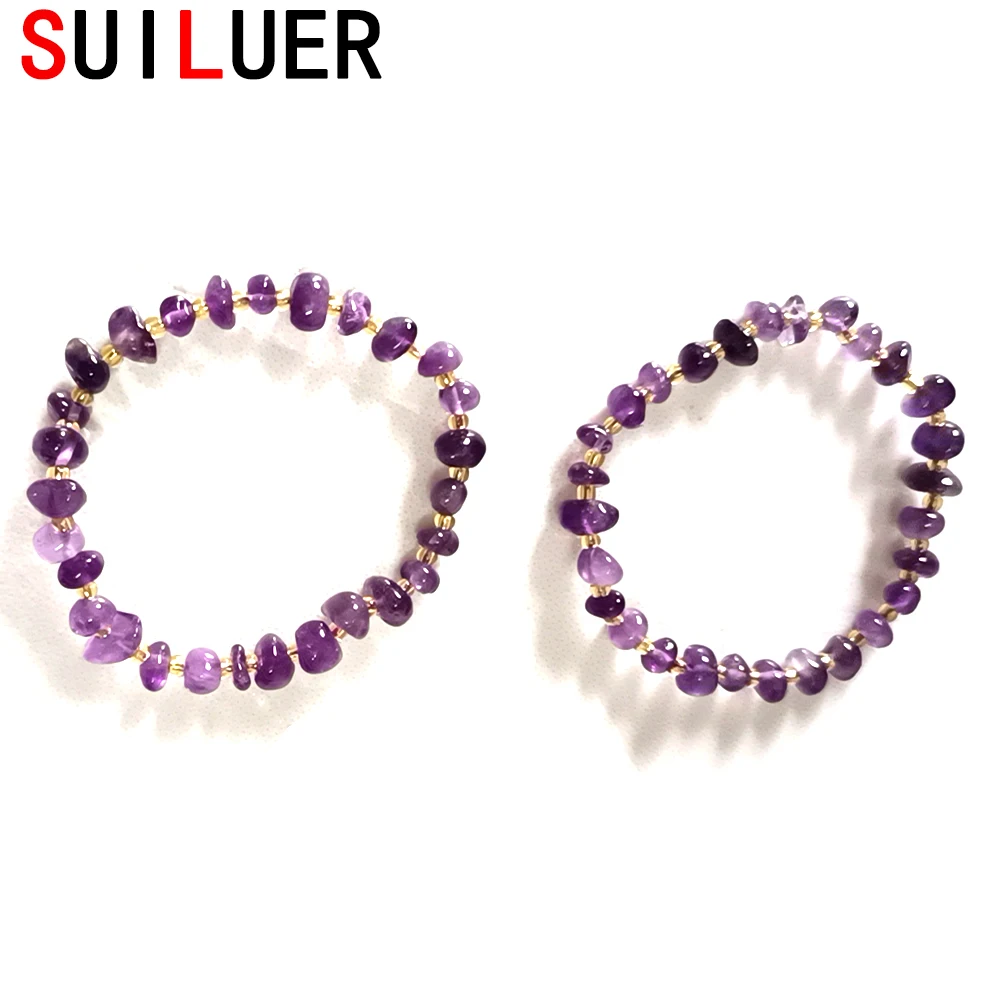 

Women Uruguay Amethyst Bracelets Natural Irregular Crystal Bracelet Purple Custom Bracelet Jewelry Student Fashion