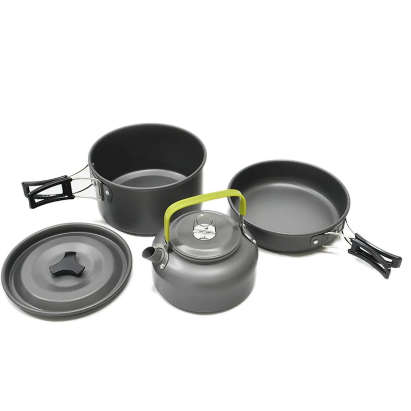 

2-3Persons Ultralight Camping Pot Frypan Kettle Cookware Utensils Outdoor Tableware Set Hiking Picnic Tableware Pot Pan
