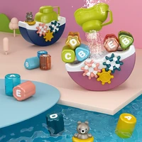 cartoon baby bath toys multifunction treasure ship english alphabetic cognition early education parent baby interaction toys