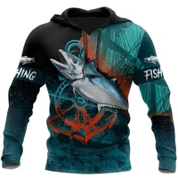 cloocl fishing hoodies 3d graphics albacore tuna pocket pullovers coat casual tops harajuku sweatshirts men clothing