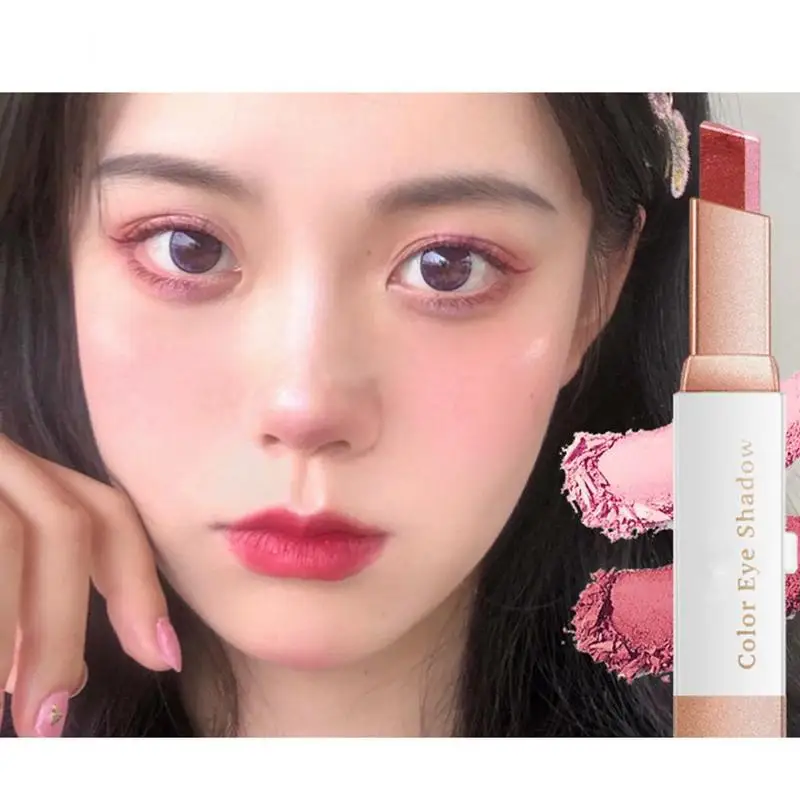 

Velvet Gradient Pearlescent Two Color Eyeshadow Stick Cosmetic Waterproof Palette Long Makeup Shadow Lasting Eye I9N1