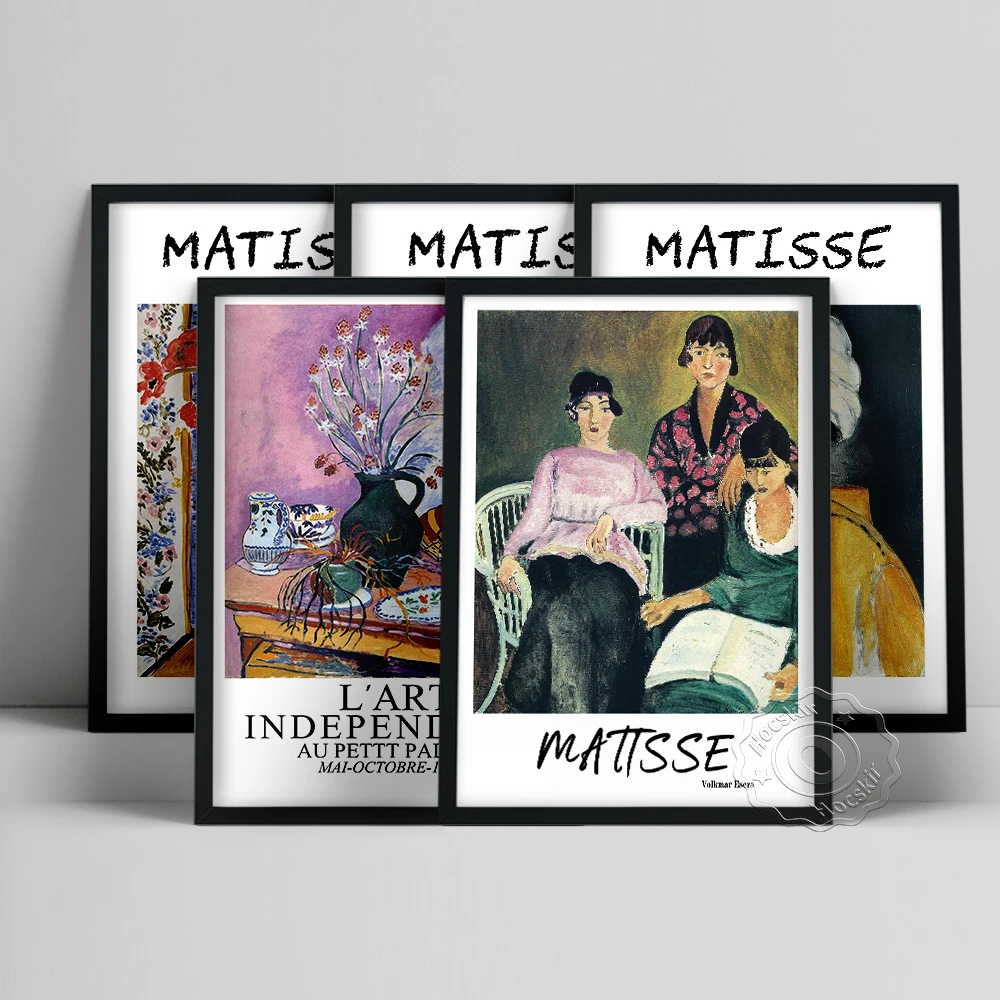 Henri Matisse Exhibition Poster, Matisse Three Sisters Oil Painting, Lorette With Turban Yellow Jacket Picture, Vintage Prints