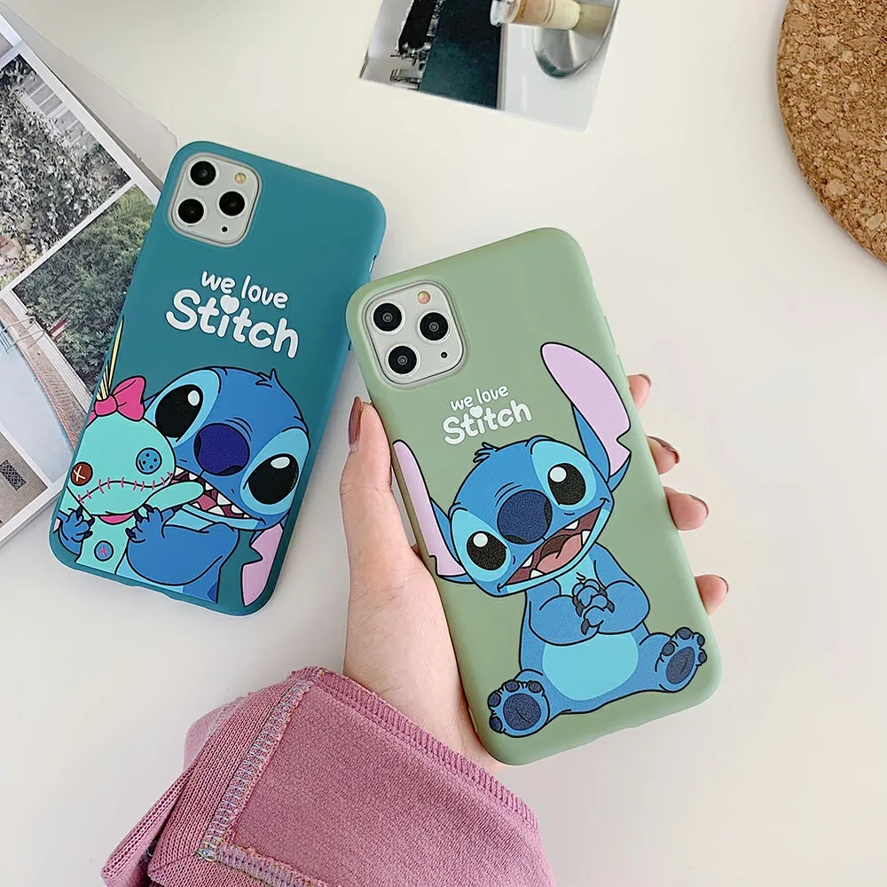 

Lilo Stitch Disney iPhone Case for iPhone 11 12 Pro Max 7 8 Plus X XS Girls Women Screen Protector Cute Kawaii Anime Case