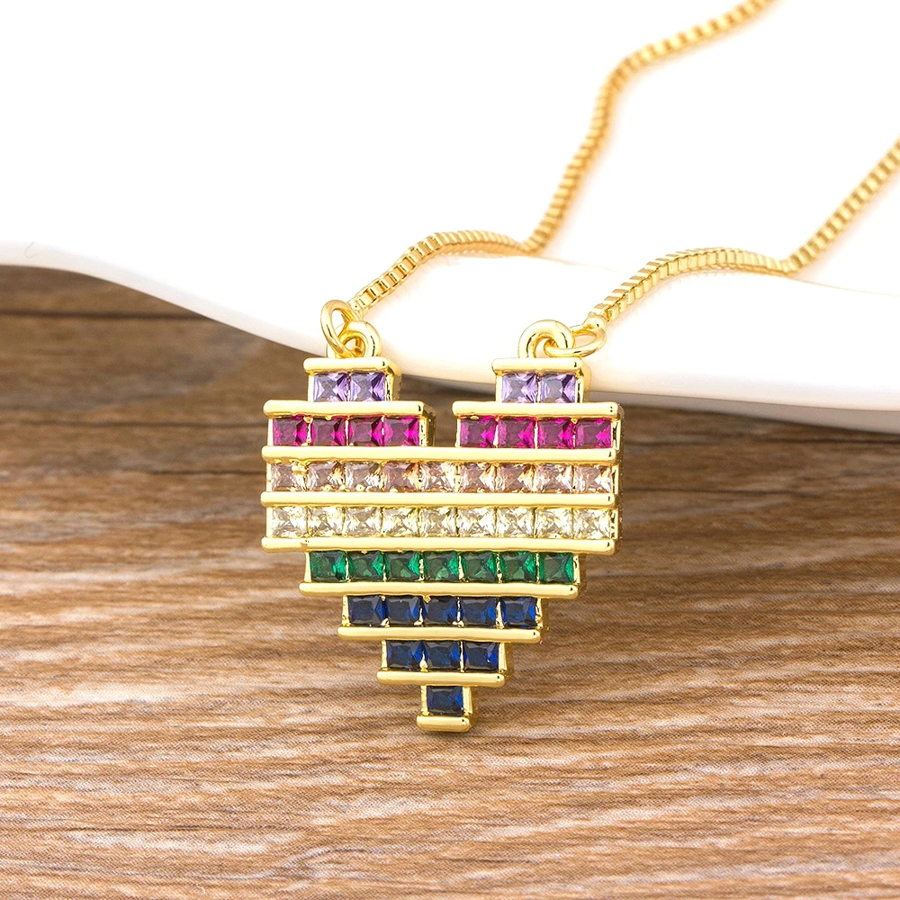 Модное ожерелье Sgape с медным Цирконом и хрустальным сердцем женская бижутерия