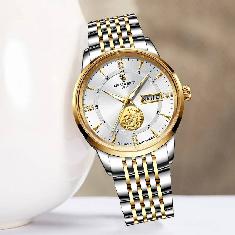 2021 LIGE Luxury Brand Mechanical Watch For Women Bracelet Automatic Watch Ladies Wrist Watches Gift Waterproof Relogio Feminino