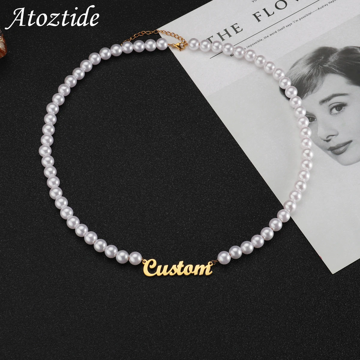 Customized Fashion Stainless Steel Personalized Name Necklaces for Women Pearl Chain Choker Pendant Statement Elegant Jewelry