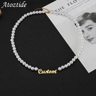 По индивидуальному заказу, модное кольцо из нержавеющей стали, персонализированные имя ожерелья для женщин жемчужная цепочка колье с кулоном в элегантные ювелирные изделия