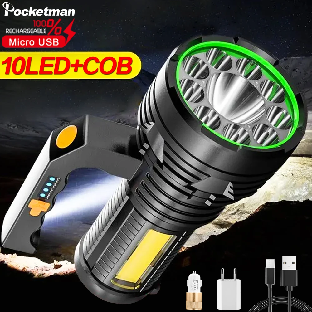 

200W Portable Led Flashlight T6+9*XPE COB Work Light USB Rechargeable Torch Lantern Waterproof Hand Lamp Outdoor Camping Light