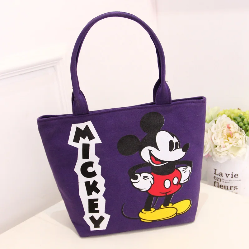 Purple Новинка, милые Микки Маус сумки, женская Холщовая Сумка, женская сумка на плечо, Большая вместительная Повседневная сумка для хранения покупок, сумка-тоут, женская сумка - Цвет: Purple