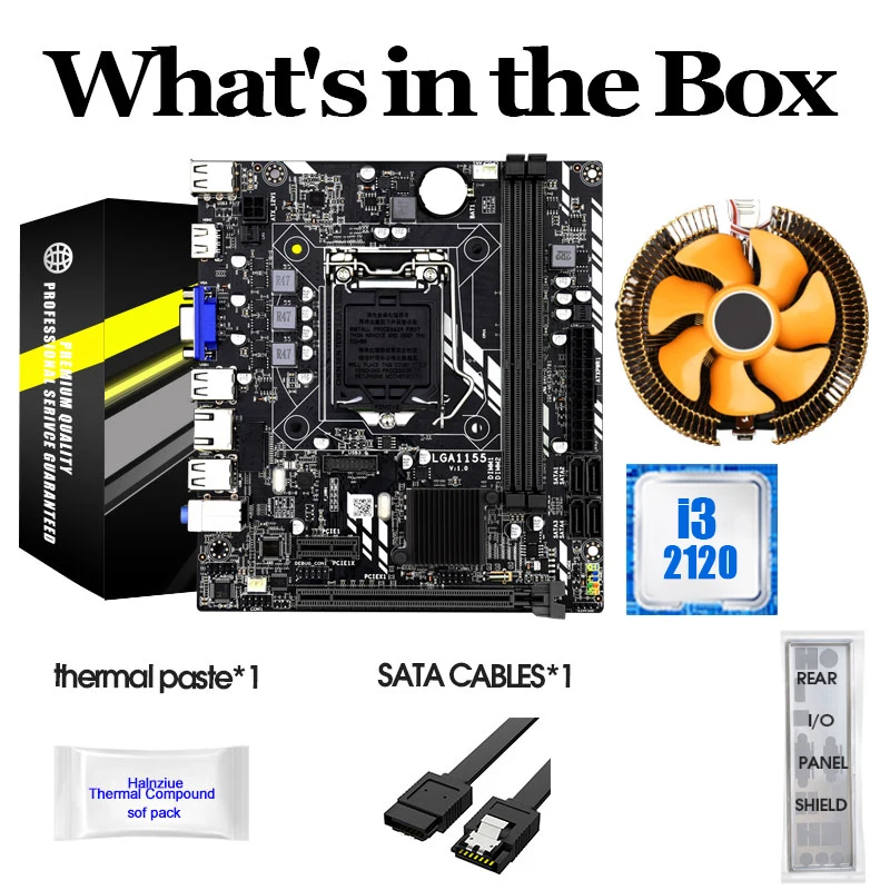 Комплект материнской платы LGA 1155 для Intel Core i7 / i5 i3 Pentium Celeron LGA1155 M-ATX с процессором I3