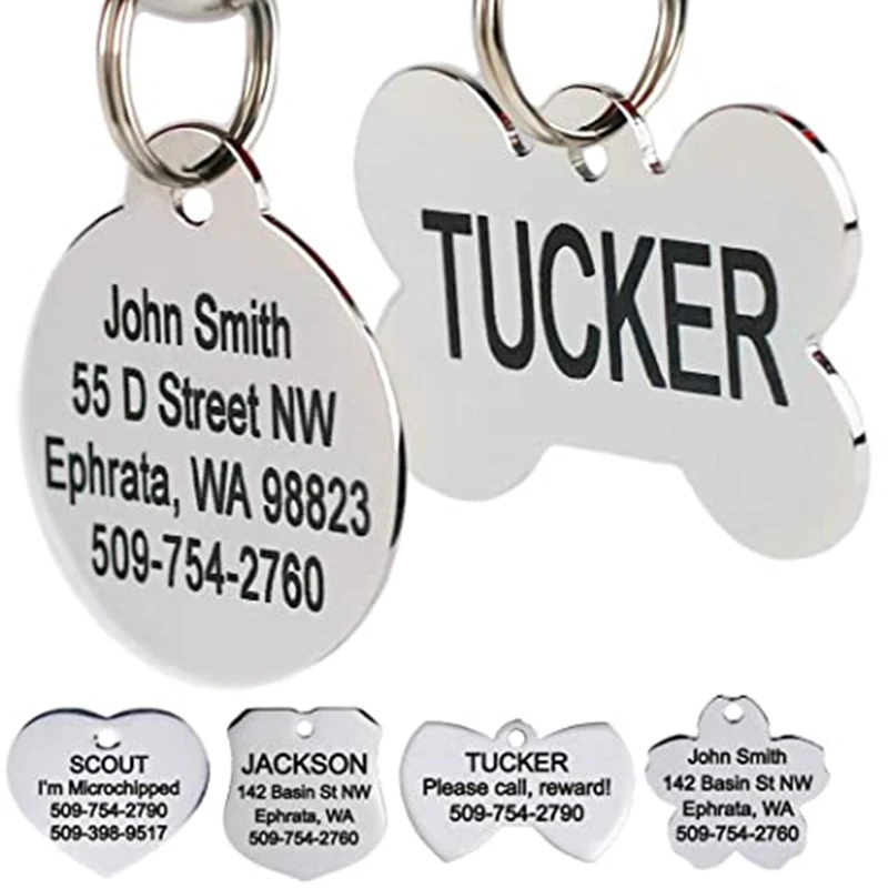 Персонализированная идентификационная бирка для собак с гравировкой маленьких