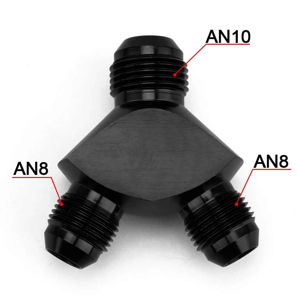 AN8-AN10 BLACK AN6 AN8 AN10 Алюминиевый Y Блок адаптер фитинги адаптер Черный Y Тип нефтяной трубы соединение - Цвет: AN8-AN10 BLACK