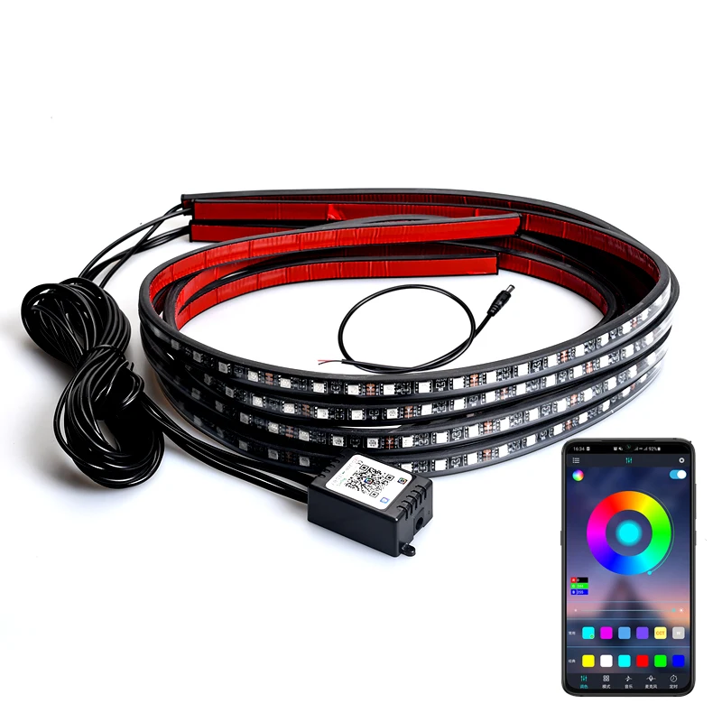 

FCCEMC RGB Multicolor Flexible Flowing Car LED Light Underglow Underbody Waterproof Automobile Chassi Neon Atmosphere Light