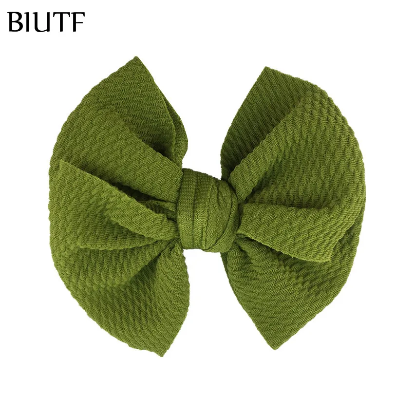 22-army green 5 шт./лот 4,5 ''в крепированную полоску вафельный бант для волос с/без зажима для детей повязка на голову ткань Barerres заколки для волос" сделай сам "для девочек Головные уборы HDJ157 - Цвет: 22-army green