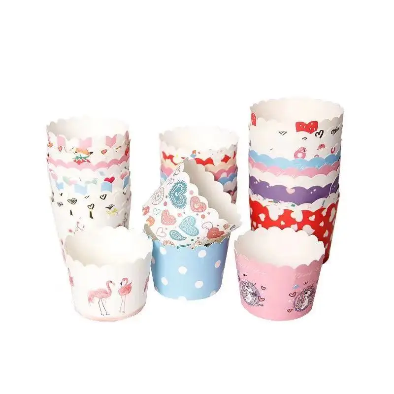 

50pcs Waterproof Durable Cake Cup Cupcake Bakeware Baking Molds One Time Cupcake Cupcake Molds DIY Cake Kitchen Tools Wholesale