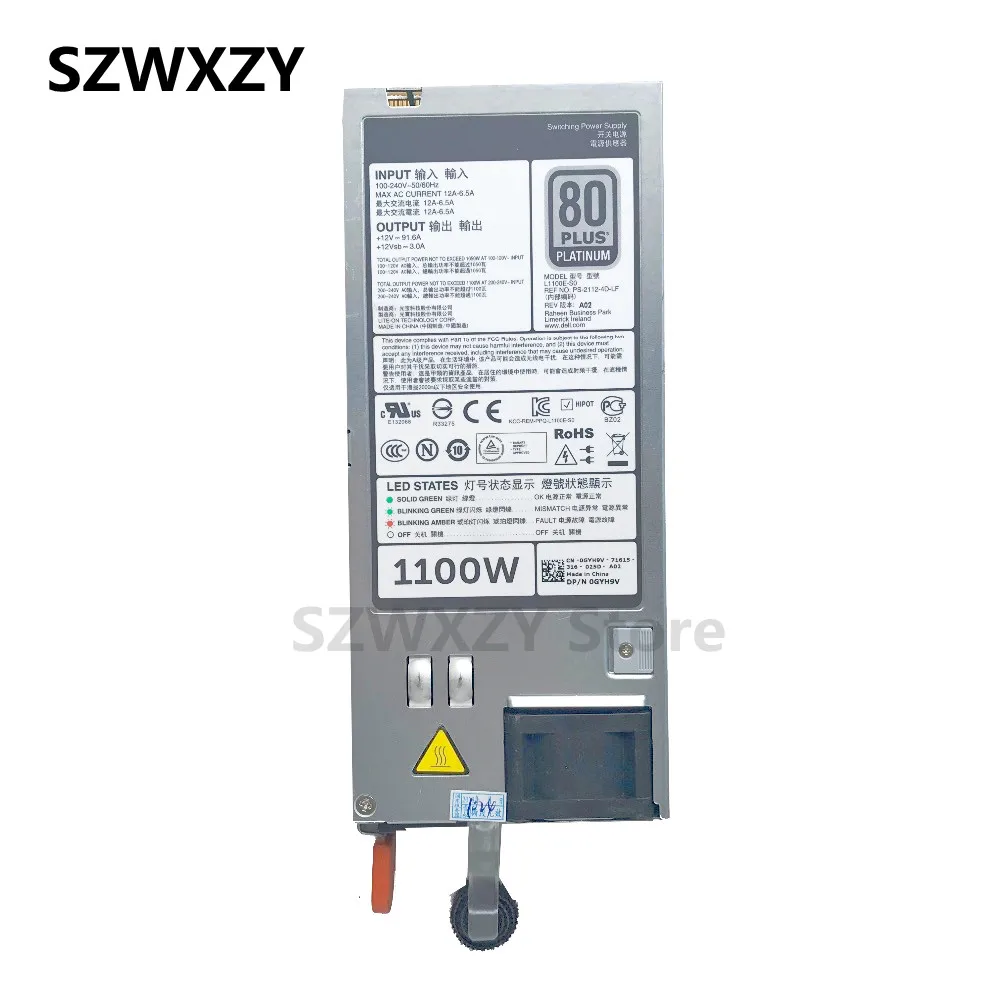 SZWXZY оригинальный CN-0GYH9V для DELL R520 R620 R720 T620 T420 Мощность сервера Питание 0GYH9V GYH9V L1100E-S0