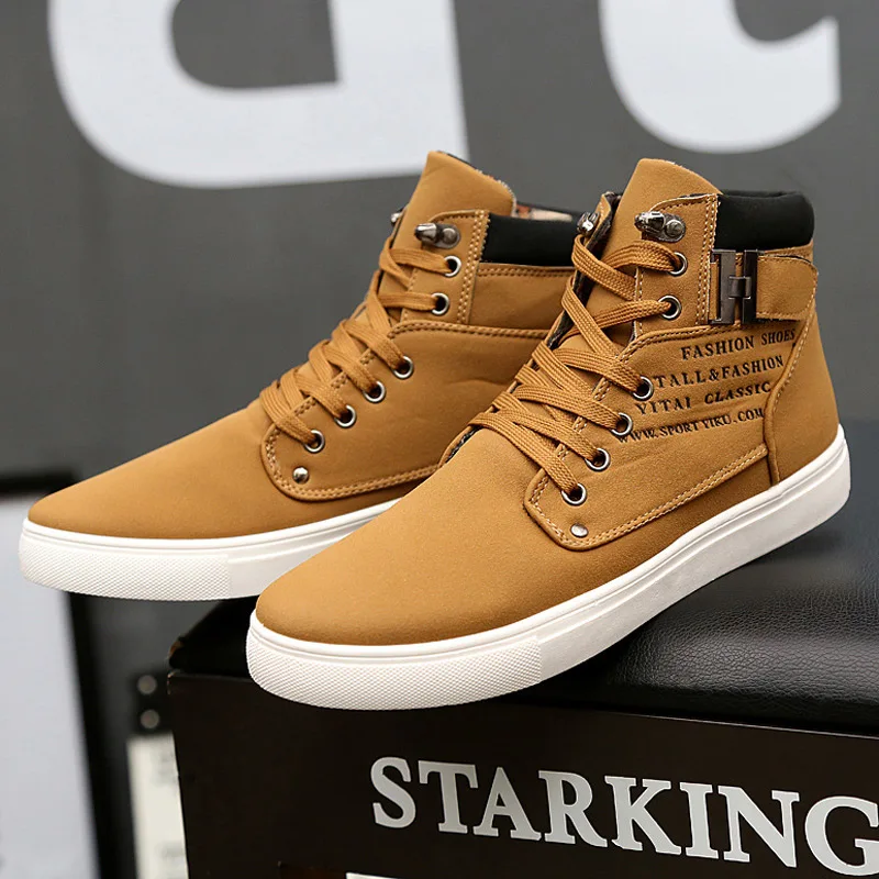 Khaki Мужские зимние ботинки; botas masculina; коллекция года; модные теплые ботильоны из искусственной кожи и хлопка с микрофиброй; ботинки Осень-зима; Мужская обувь; размеры 39-47 - Цвет: Khaki