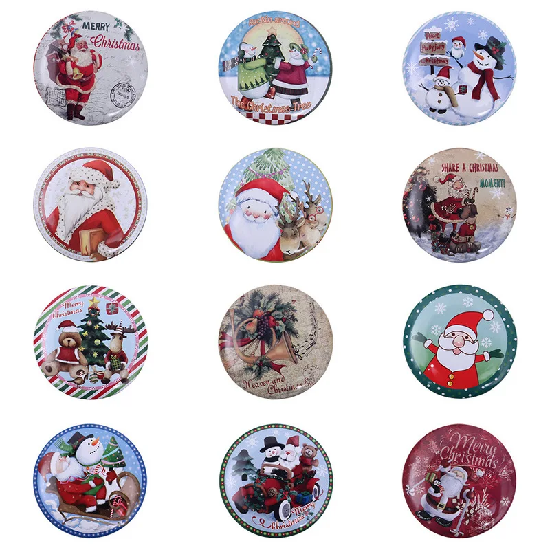 

10pc christmas decorations for home gift box Santa Claus Snowman Iron Christmas Ball Gift Candy box Cans Aromatherapy candle jar