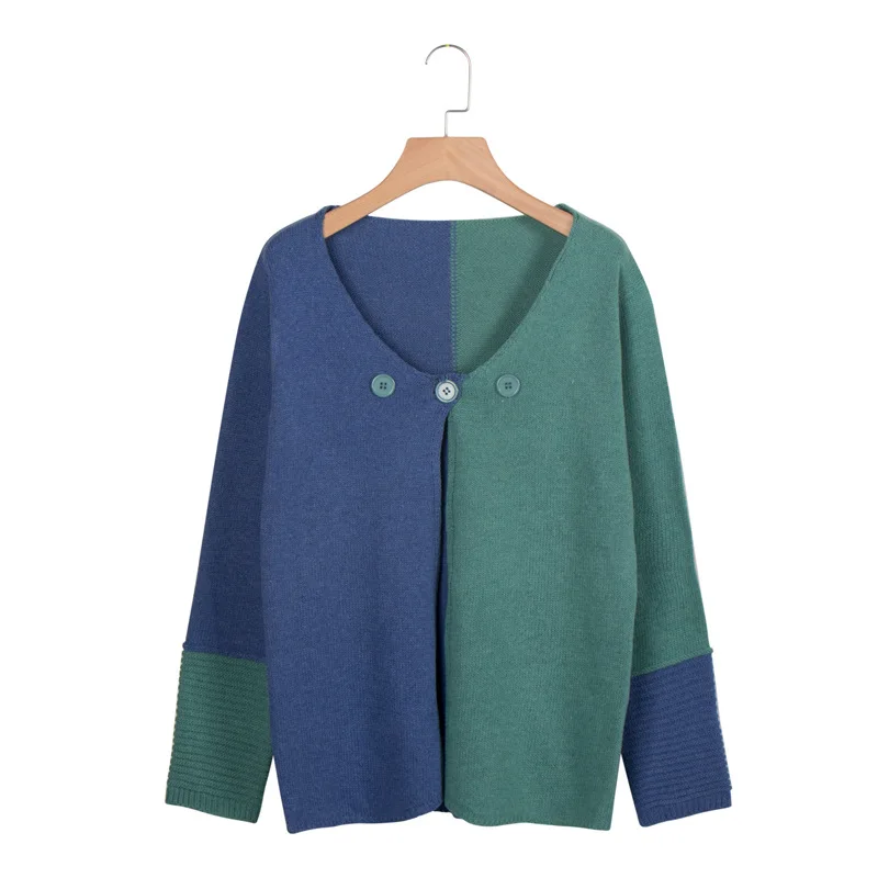 VITIANA Loose Casual Knit Sweater Women Autumn Female Long Sleeve Patchwork Knitted Sweaters Femme Plus Size 5XL Clothes