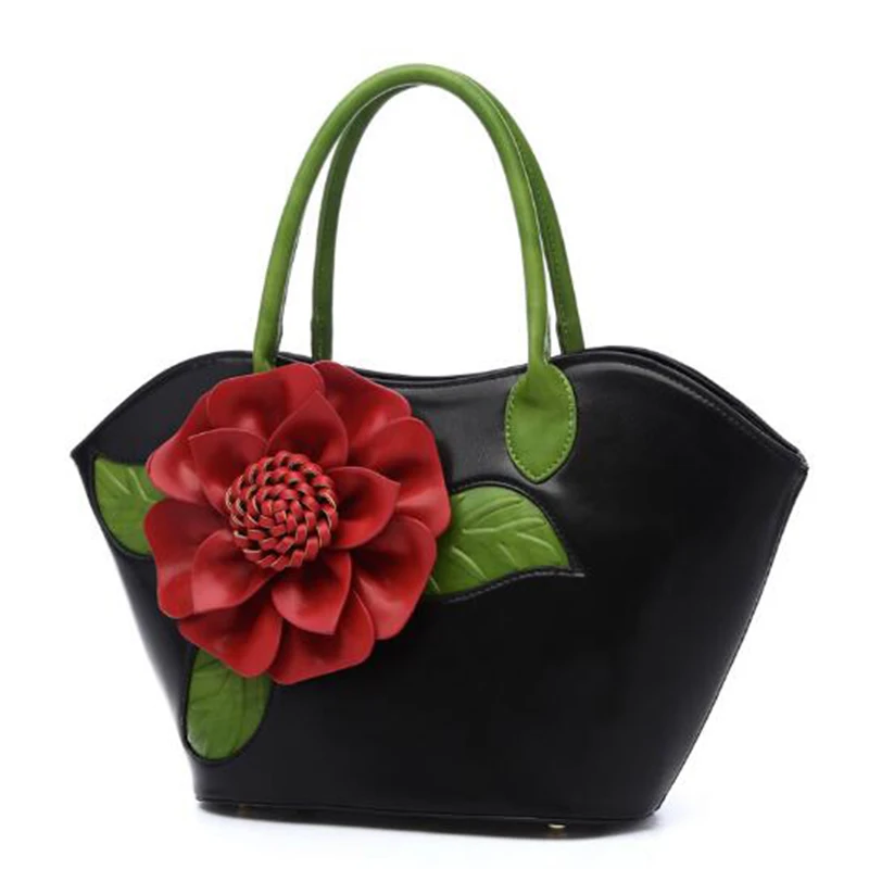 

Famous Brand Flower Big Leather Women Messenger Bags Female 2019 shoulder Bolsa Feminina Luxury Handbags Women Bags Designer