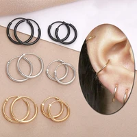 small circle hoop earrings silver color gold punk ear rings women men goth stud earrings hip hop jewelry cartilage piercing loop