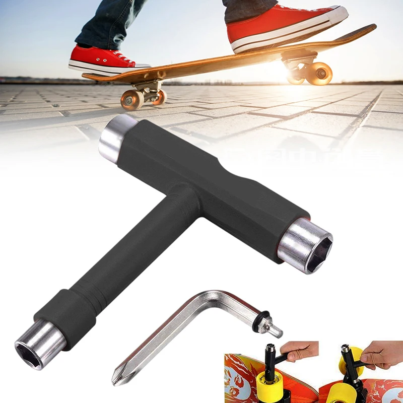 

All-In-One Multi functional Skate T Shape Wrench Skateboard Tools Scooter Accessory Mini T Spanner Adjusting Skates Tool