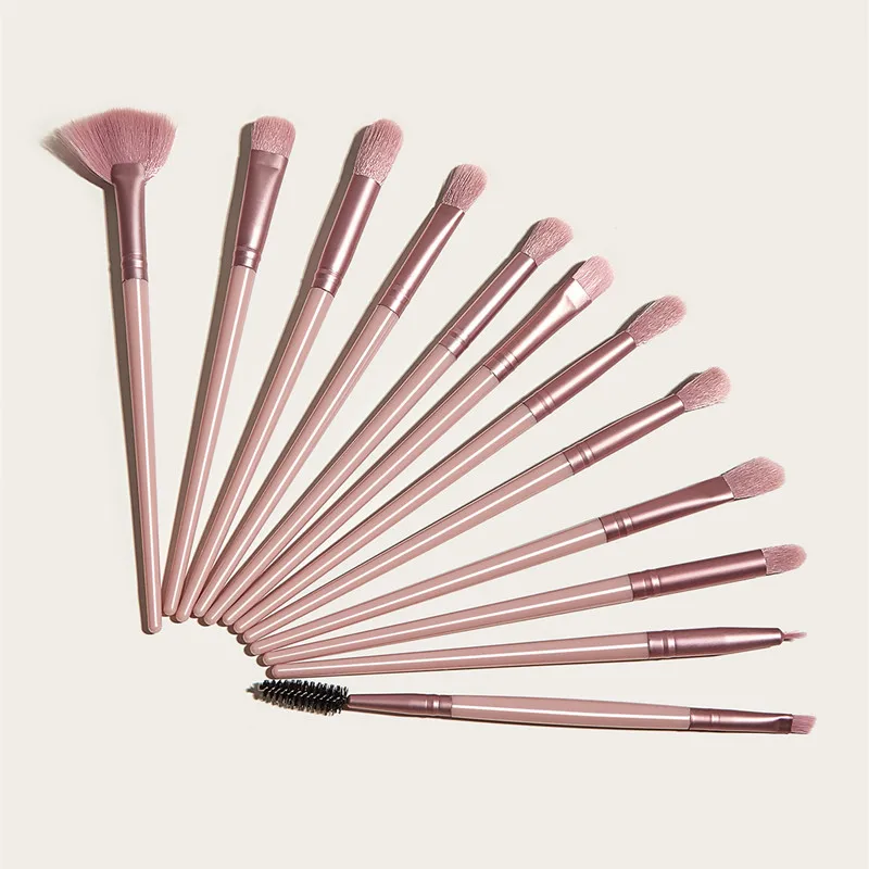 12Pcs Makeup Brush Set Pink Eye Small Fan-shaped Blush Blending Shadow Multifunctional Beauty Tool Maquiagem | Красота и здоровье