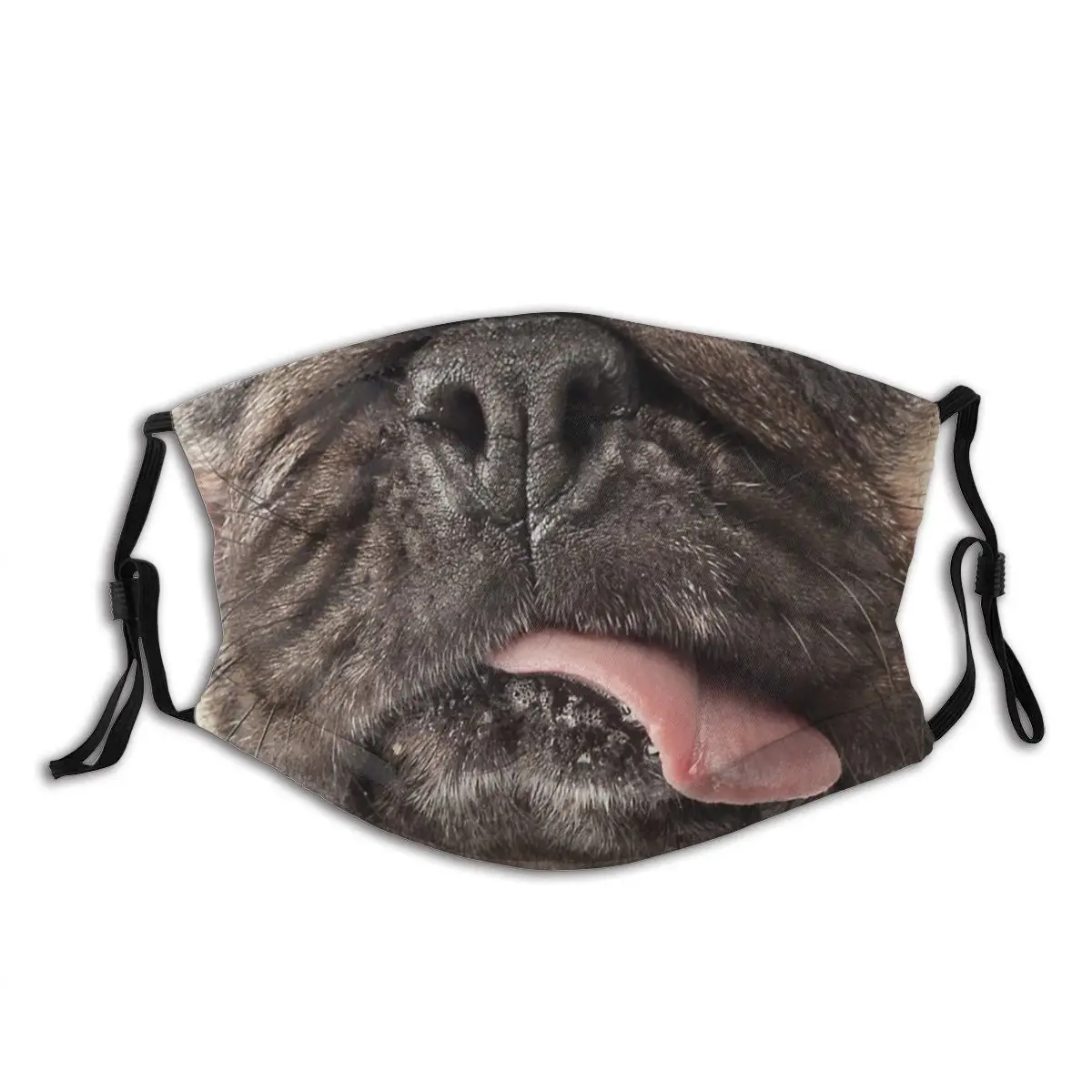

Pug Dogs Animals Pets Black Non Disposable Mouth Face Mask Windproof Dust Proof with Filters Winter Protection Cover Muffle