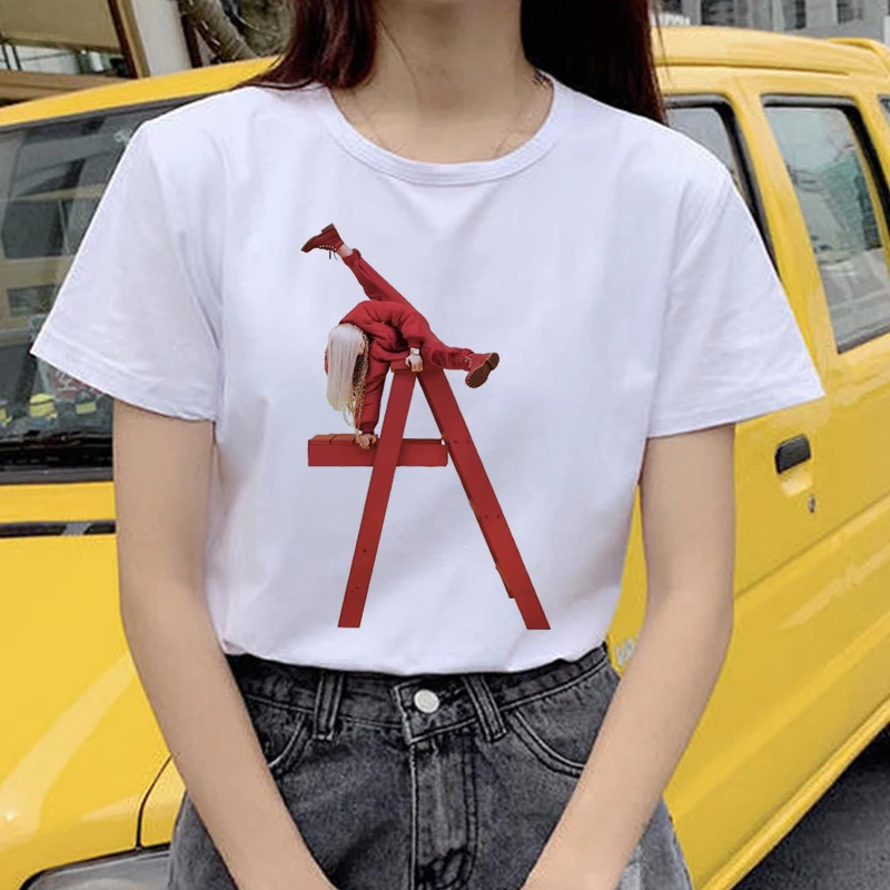 21800 Billie Eilish футболка уличная хип-хоп ee-рубашка для op vogue Женская рубашка Harajuku одежда смешная винтажная - Цвет: 21800