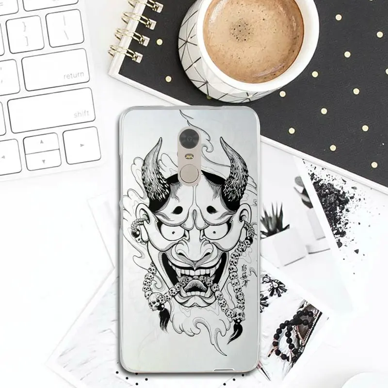 Soft TPU Phone Case Cover for Xiaomi Mi Redmi Note 3S 4 4X 4A 5 5S 5A 6 8 A1 Pro Plus Max 3 Cool Oni Hannya Demon Mask |