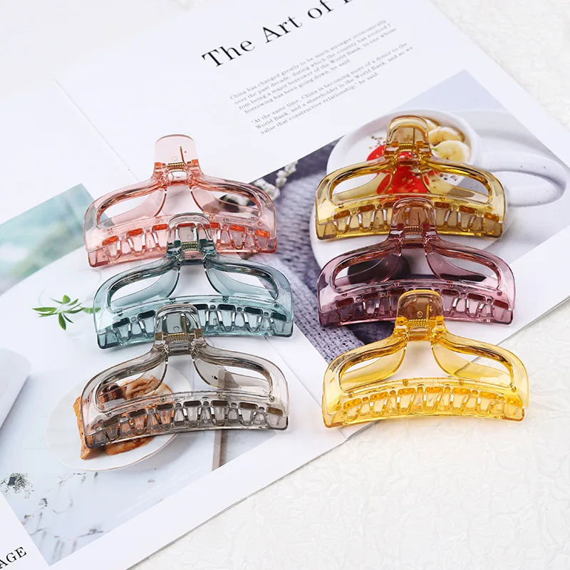 

Korean Temperament Transparent Grip Simple Versatile Large Banana Clip Back Of The Head Top Hairpin Shower Female