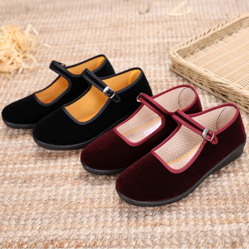 

2019 Zapatillas Mujer Ladies Flats Buckle Strap Comfortable Women Shoes Round Toe Solid Casual Shoes Big Size 34~41 Black F1-10