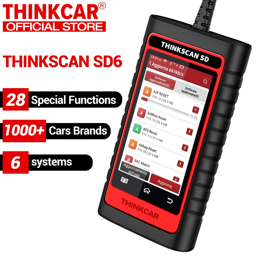 ThinkScan SD6 ABS SRS ECM TCM BCM IC OBD2 Scanner with 5 Reset Function Scan Tool Lifetime Free Update Auto Diagnostic Tool 