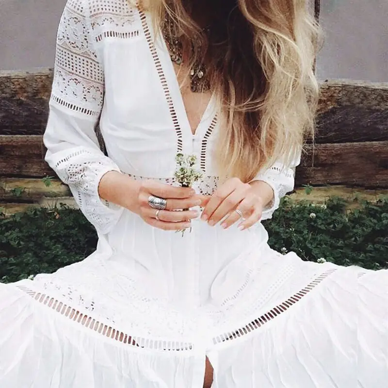 Богемный Вдохновленный женское платье хлопковое кружевное в стиле пэчворк с