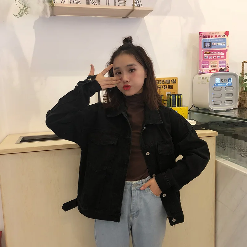 

Women Jackets Basic Coats Spring Denim Jacket Vintage Long Sleeve Jeans Slim Female Coat Casual Girls Outwear Tops Windbreaker