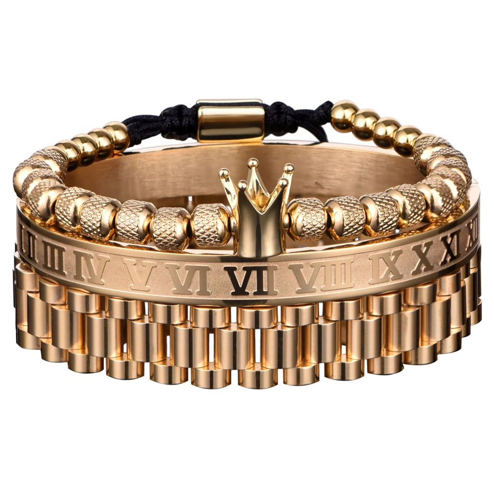 

Luxury Crown Roman Numeral Bracelet 12mm Watch Band Stainless Steel Dudes Rollie Hip Hop Macrame Bracelet Wristbands Men Jewelry