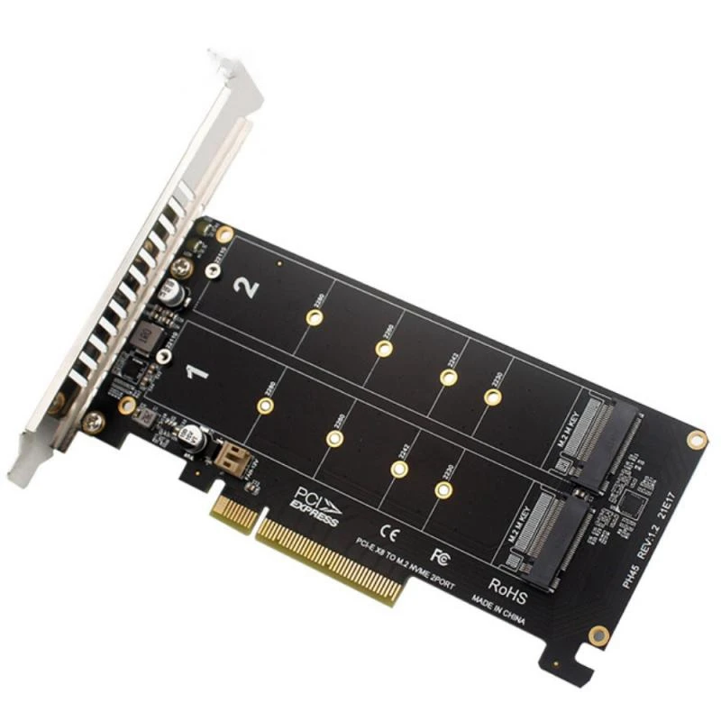 

PCI-EX8 Dual-Disk NVME M.2 MKEY SSD RAID Array Expansion PCI-E разделенная карта для ускорения