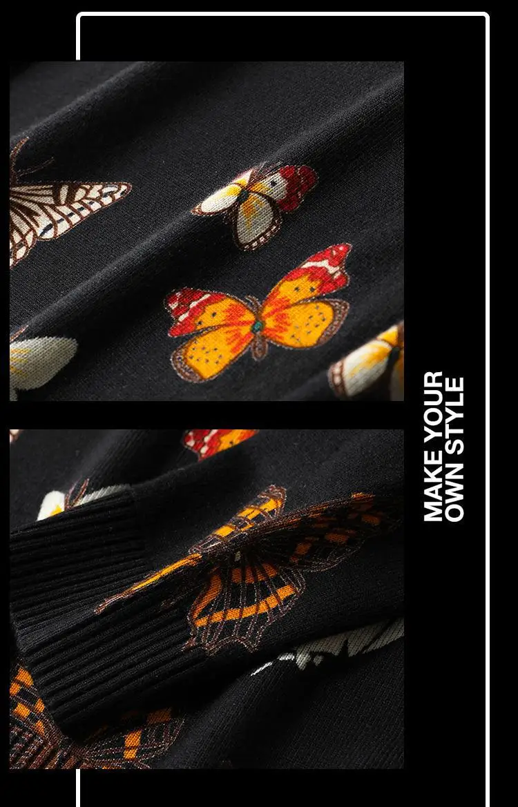 

men New Luxury 2020 Winter badge Hot Full of butterfly Casual Sweaters pullover Asian Plug Size High quality Drake #M75